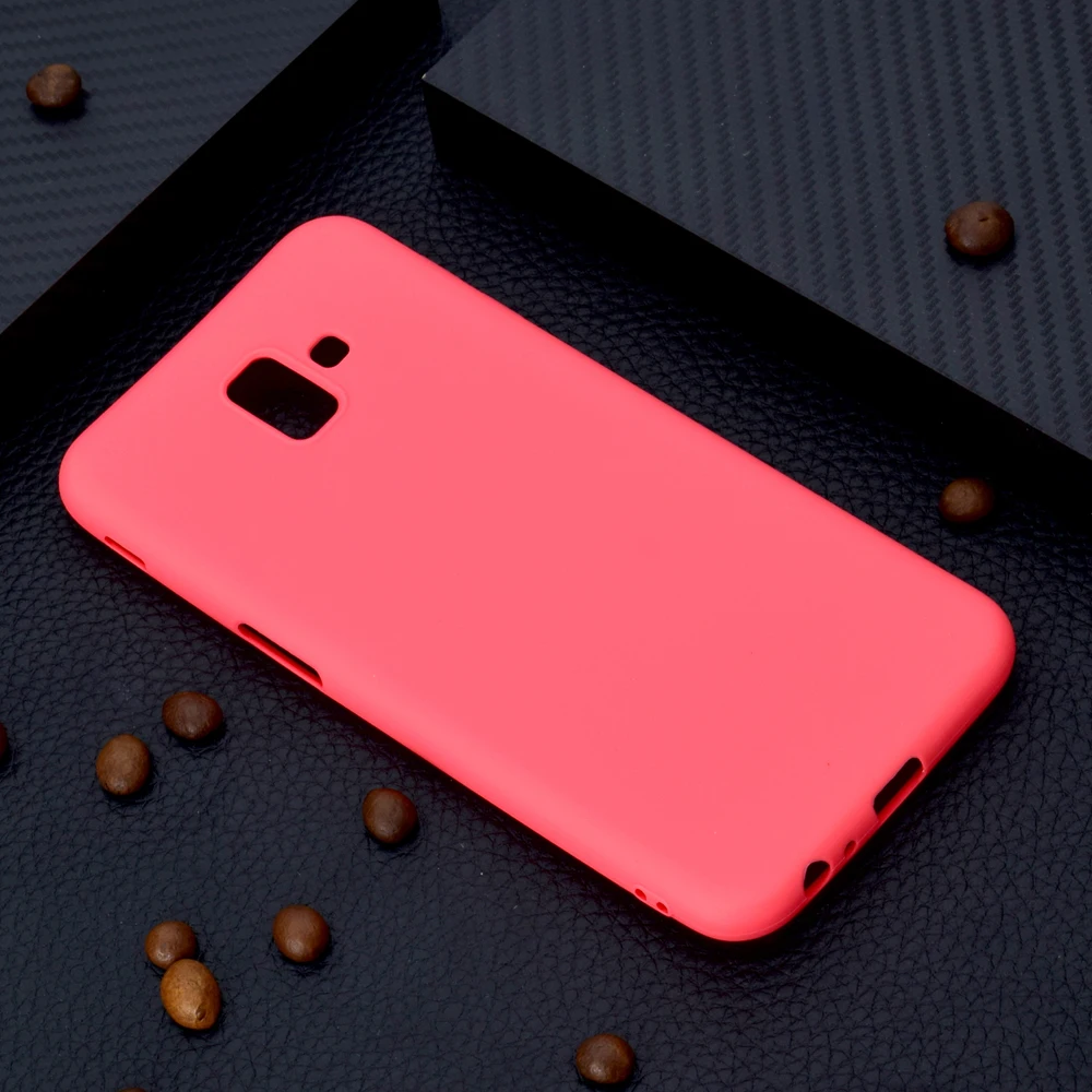 Sunjolly для Samsung Galaxy J6 Plus однотонный Мягкий ТПУ чехол телефона силиконовый розовый