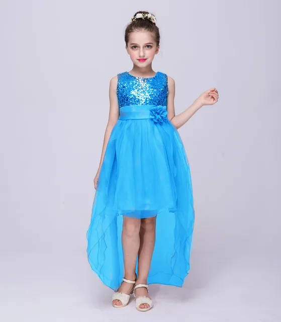 YWHUANSEN Paillette Dresses Girls Kids 10 Years Trailing Dress Ruffles