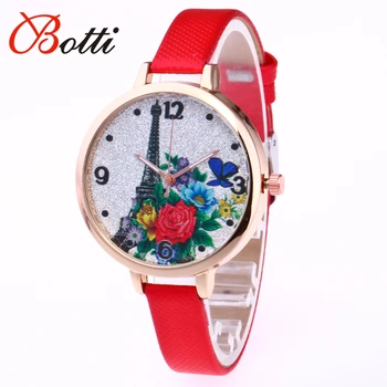 

Eiffel Tower exquisite fashion 2017 women leather watch wholesale casual ladies students girls party clock dress quartz watches