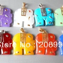 Ювелирные изделия 8 Ювелирный Камень Слон яркий кулон Цепочки и ожерелья 8 шт./лот цепи