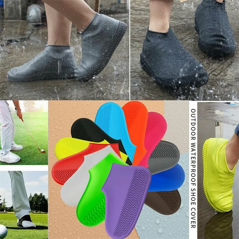 1 Pair Reusable Waterproof Rain Shoes Covers Slip resistant Rubber Rain Boot Overshoes S/M/L