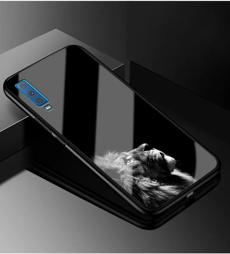 Для samsung A7 чехол A 7 PC Пластиковый стеклянный чехол для телефона черный TPU бампер чехол для samsung Galaxy A7 A750 7A чехол - Цвет: 11