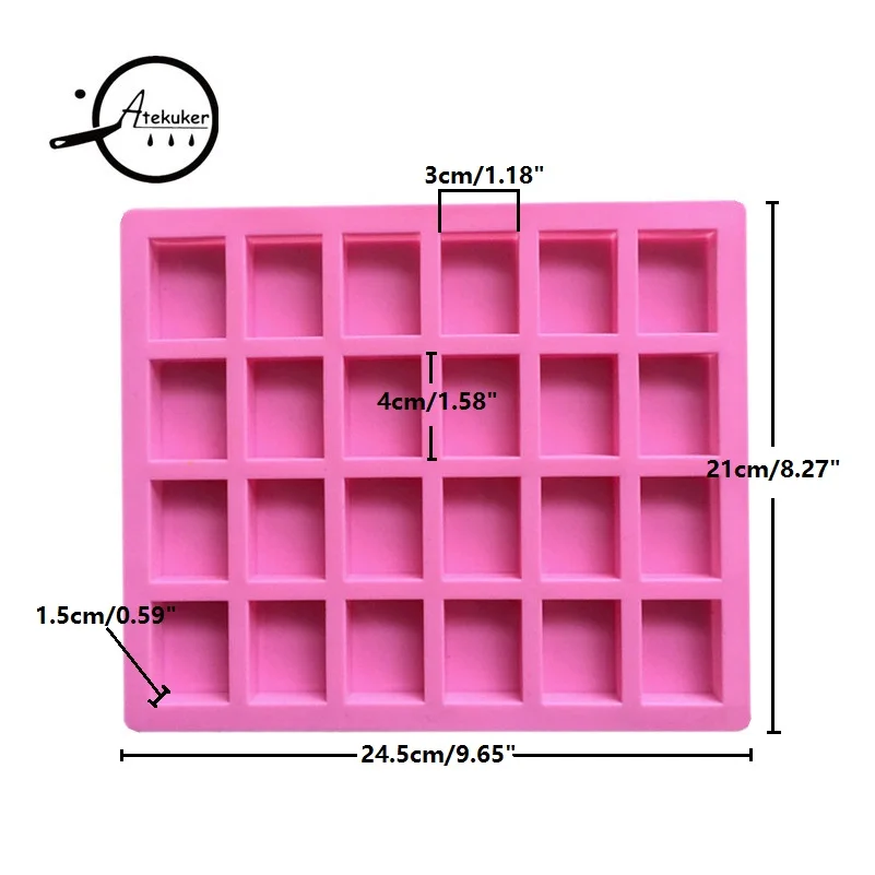 Atekuker маленькая Прямоугольная форма, силиконовая форма для шоколада, ледяной кубик, поднос, форма для конфет, ручной работы, инструменты для изготовления мыла