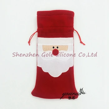

500pcs/lot Christmas Santa Claus red wine bottle cover bags Christmas dinner table decoration at home come party decors