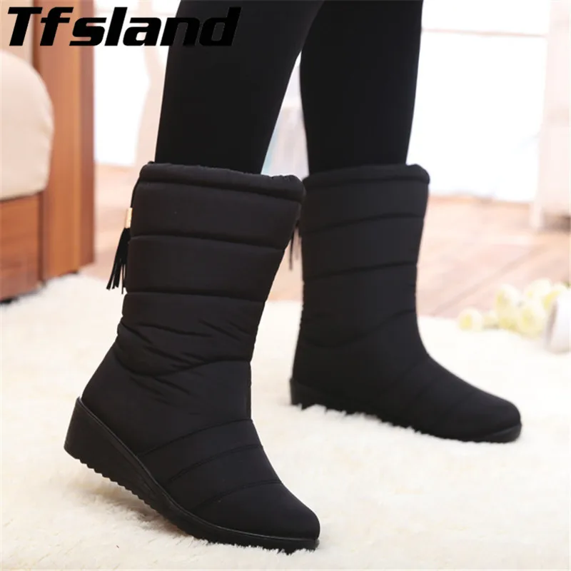 Botas de Invierno para Mujer, Botas a media pantorrilla, Botas impermeables  para Mujer, Botas de nieve para Mujer, zapatos para caminar para niñas,  Botas de felpa con borlas, zapatillas de deporte para