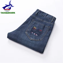 TACE& SHARK брендовые высококачественные мужские деловые джинсы, Мужские повседневные джинсовые штаны с акулой, модные брюки с вышивкой размера плюс Homme