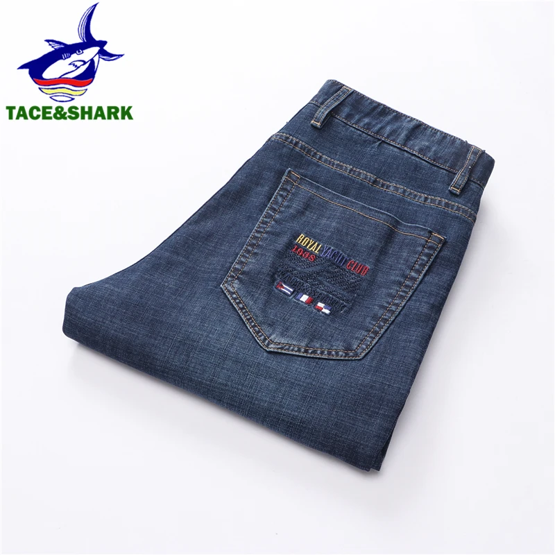 Джинсы TACE & SHARK Мужские повседневные с вышивкой большие размеры 2019|Джинсы| |