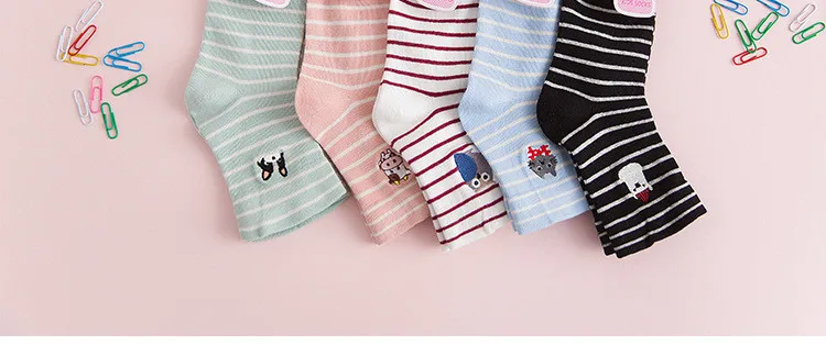 Детские Полосатые носки детские носки хлопковые носки с животными для мальчиков и девочек короткие милые носки Harajuku Детские Школьные Аксессуары От 3 до 12 лет