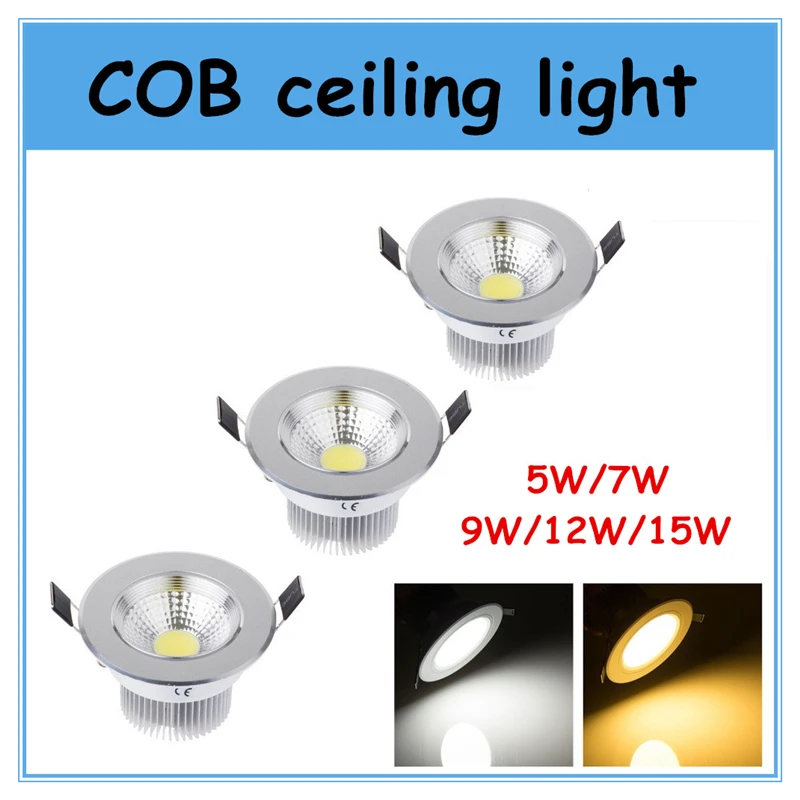 LED COB Down Light ceiling lamp LED Spotlight COB 5W 7W 9W 12W 15W LED ceiling lamplamp gel