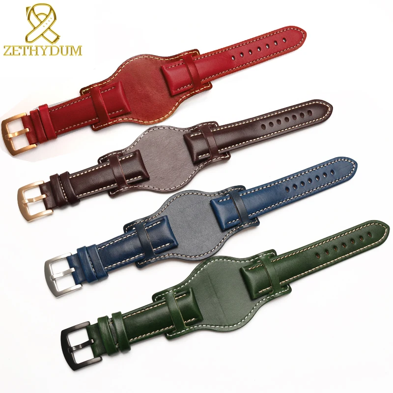 Achat Bracelet en cuir véritable 18mm 20mm 22mm bracelet de montre pour hommes avec bracelet en cuir fait main