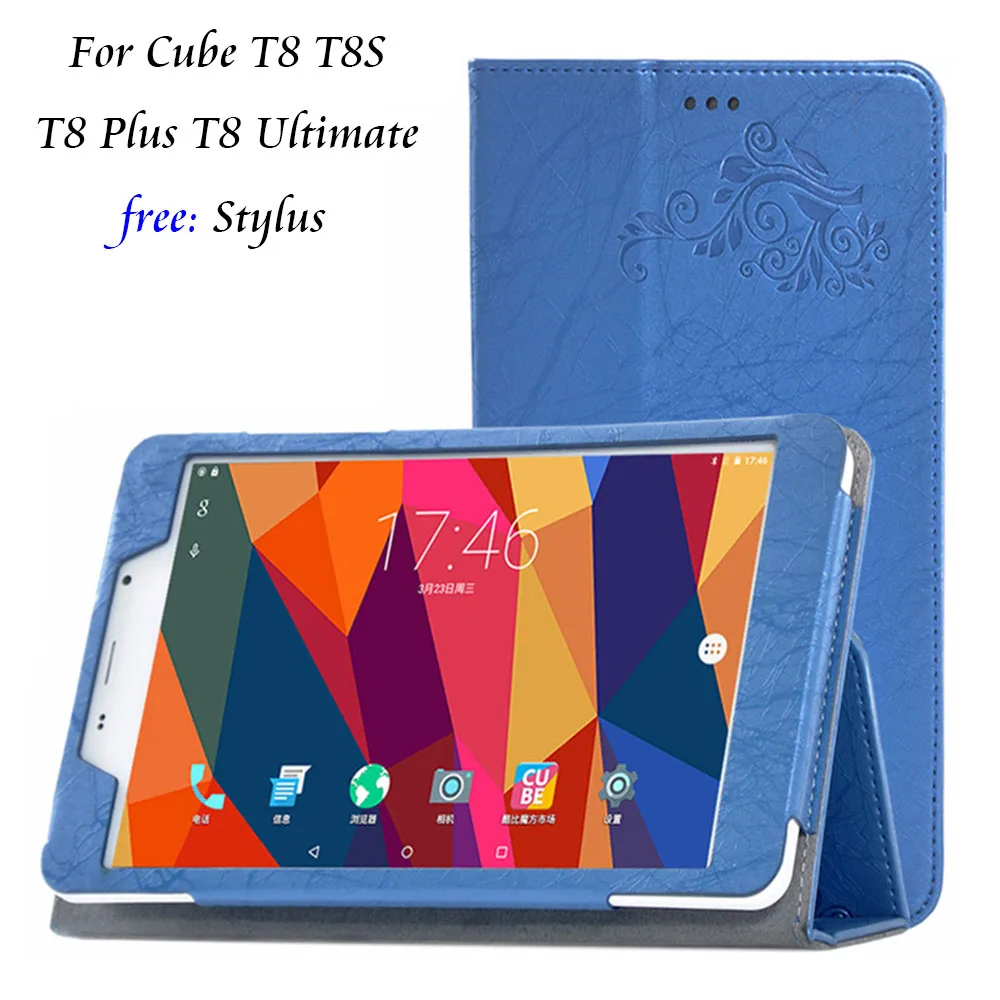 

For Cube T8 Case Print Pattern PU Leather Folding Stand Cover Case for Cube T8 T8s T8 Plus T8 Ultimate 8inch Tablet Case+Stylus