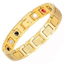 Hottime мужской браслет золотого цвета здоровье энергетический германиевый 316L из нержавеющей стали Биомагнитные браслеты браслет для мужчин ювелирные изделия