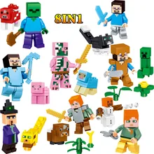 O meu Mundo Figuras de Ação Blocos Steve Compatível LegoINGLYS Minecrafted Zumbi Conjunto Tijolos Esclarecedor Brinquedos Divertidos Para Crianças