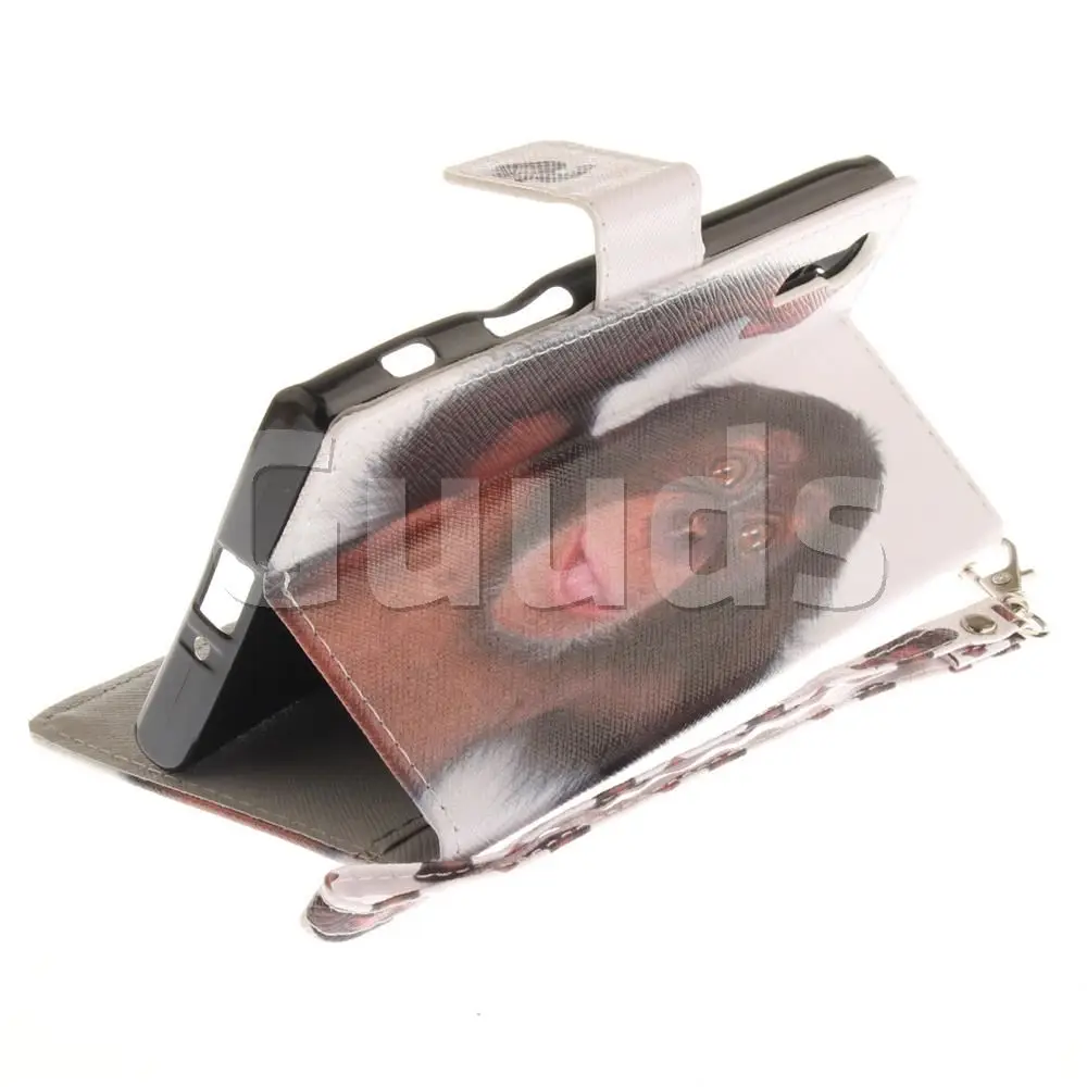 Cute Monkey Hand Strap Leather Wallet Case for Sony Xperia XZ