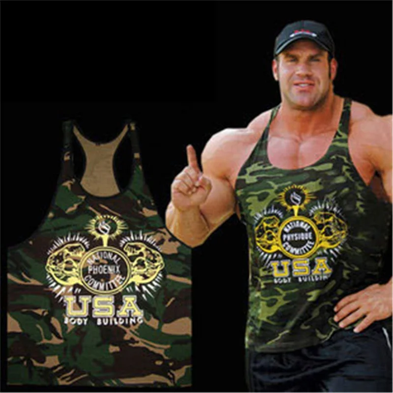 

Men gym Vests camouflage cartoon print sports Active brave USA Hercules soldier army male slim casual green Camis Tank Tops