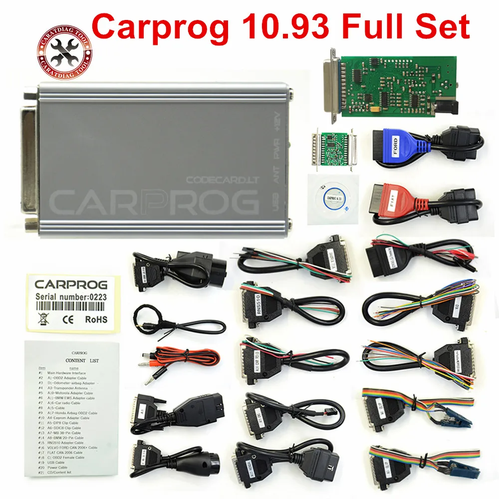 Carprog V10.93 V10.05 V8.21 Полный Адаптеры CarProg онлайн программатор для