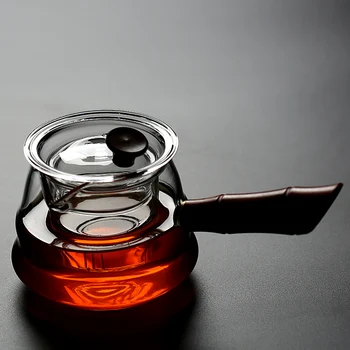 

340ml/400ml Japanese Style Teapot Clear Glass Wood Handle Pot with Filter Kit Tea Maker Coffee Water Kettle Teaware Tool Decor