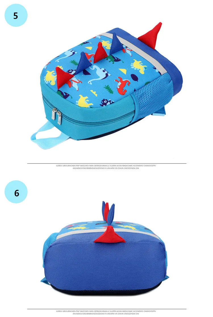 Children's Pretty Dinosaur Design Printed School Bag Blue Details 3