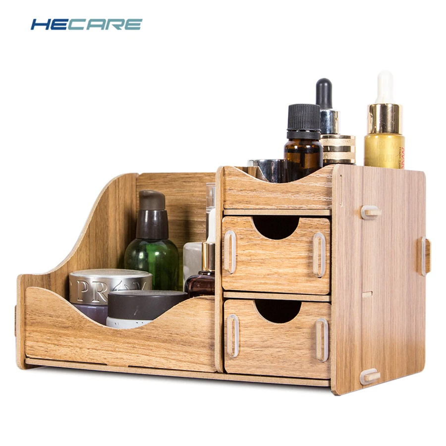 HECARE деревянный Настольный органайзер коробка для хранения косметики настольный
