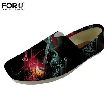 

FORUDESIGNS Men's Cool Guitar 3D Print Flats Shoes Casual Slip-on Lazy Canvas Shoes for Teen Boys Men Shoes Loafers Breathable