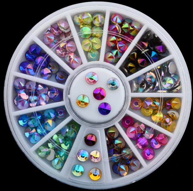 ERT! Sharp End AB Nail Art Decorations Rhinestone Sticker 120PCS in 12 Color for nail accessories decoration rhinestone | Красота и