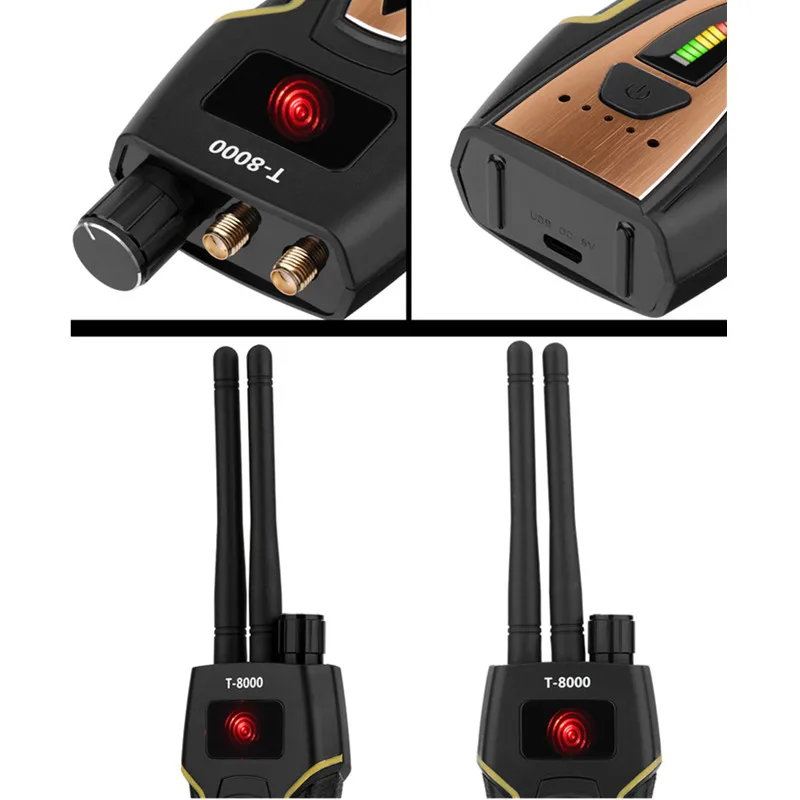 Анти-шпион беспроводной RF детектор сигнала Ошибка gps камера детектор сигнала для скрытой камеры GSM подслушивающее устройство T8000(золото