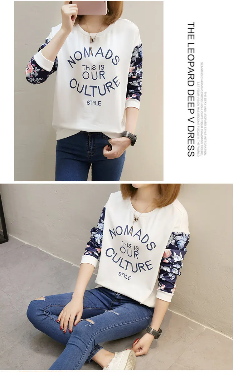 Fashion Autumn T-shirt Women Tshirt Lace Long Sleeve Tops Letter Print T-shirt Casual White Tshirts Camiseta Mujer Moda 2019 (5)