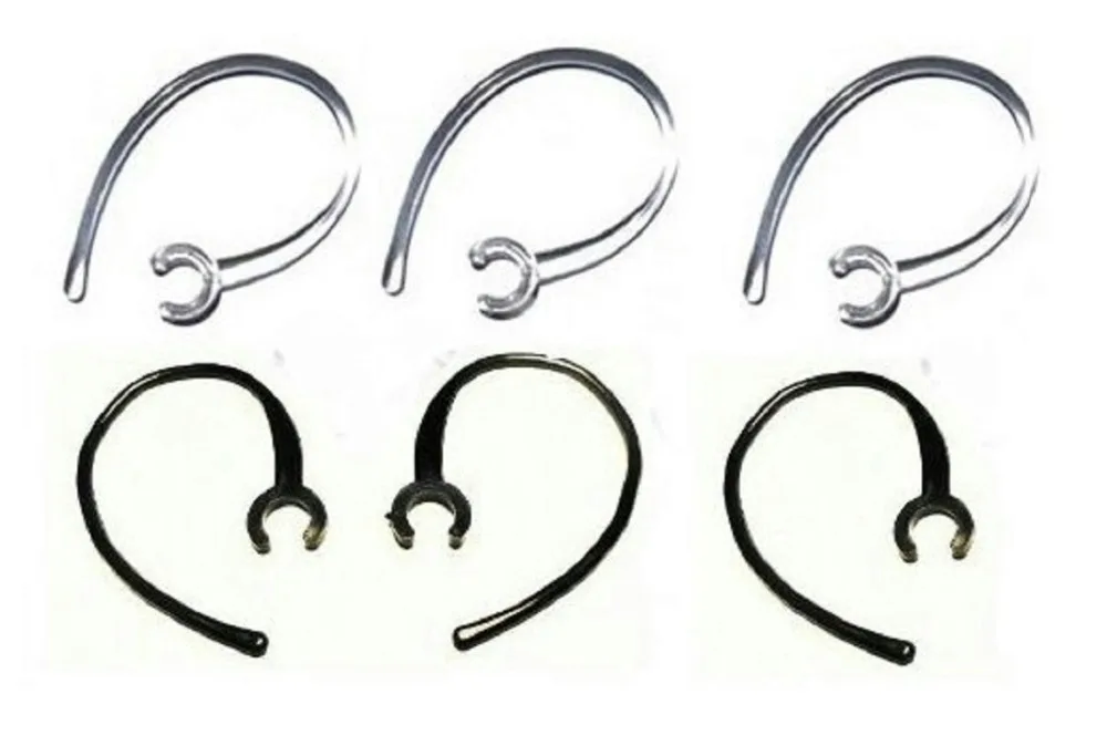 Set Of 6 Replacement Bluetooth Ear Loop Hook Clip Clear/black (6mm