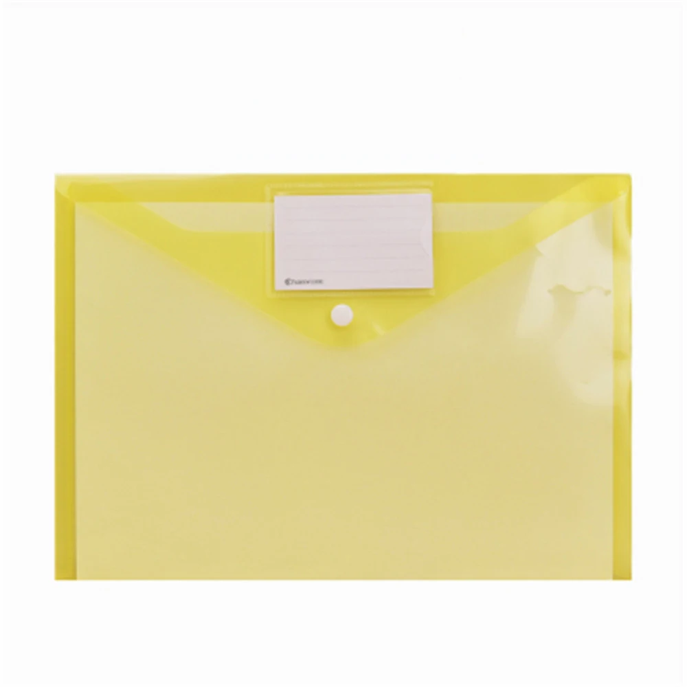 2 шт прозрачная красочная А4 Папка-пуговица для сумок, папка для хранения документов, Офисная папка для документов, вместительная сумка для хранения документов - Цвет: yellow