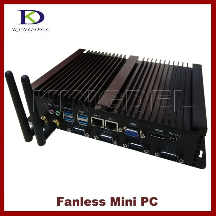 Barebone промышленный компьютер безвентиляторный мини ПК Intel Celeron 1037U cpu 2*1000 M LAN 4* COM 2* USB 3,0 300 M WiFi HDMI