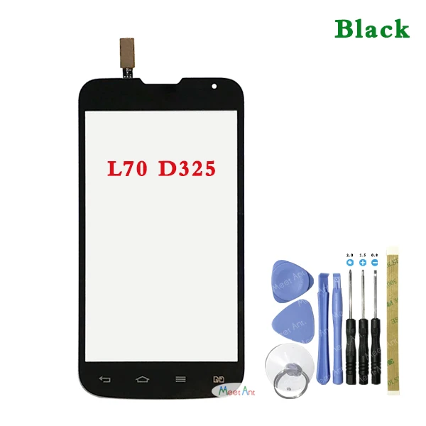 Высокое качество 4," для LG L70 D320 и L70 D325 сенсорный экран дигитайзер сенсор внешняя Передняя стеклянная панель объектива Черный Белый - Цвет: D325 Black With Tool