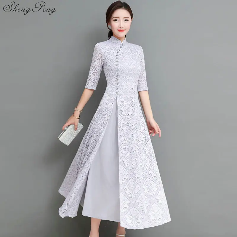 Женское повседневное шелковое платье qipao элегантное китайское традиционное