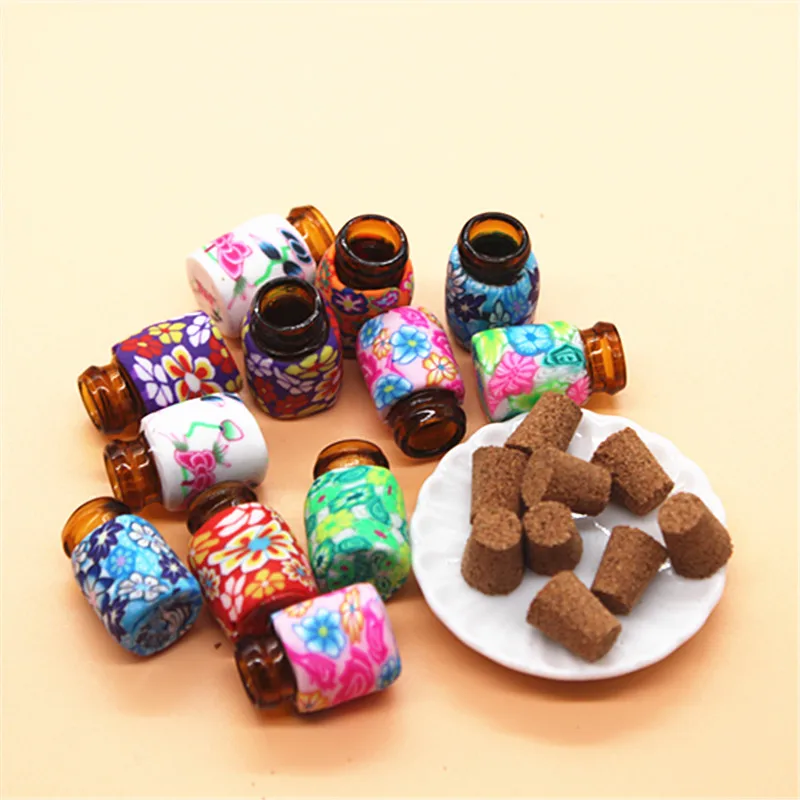 

10pcs Mini Glass Polymer Clay Bottles Containers With Corks Can Put Some Powder or Beads,13*20mm