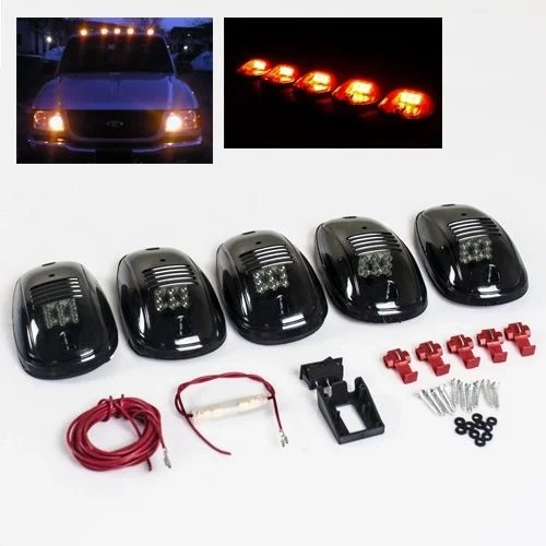 

5pcs/set Amber White 9-LED Car Cab Roof Marker Lights For Truck SUV LED DC 12V Black Smoked Lens Lamp Car External Lights