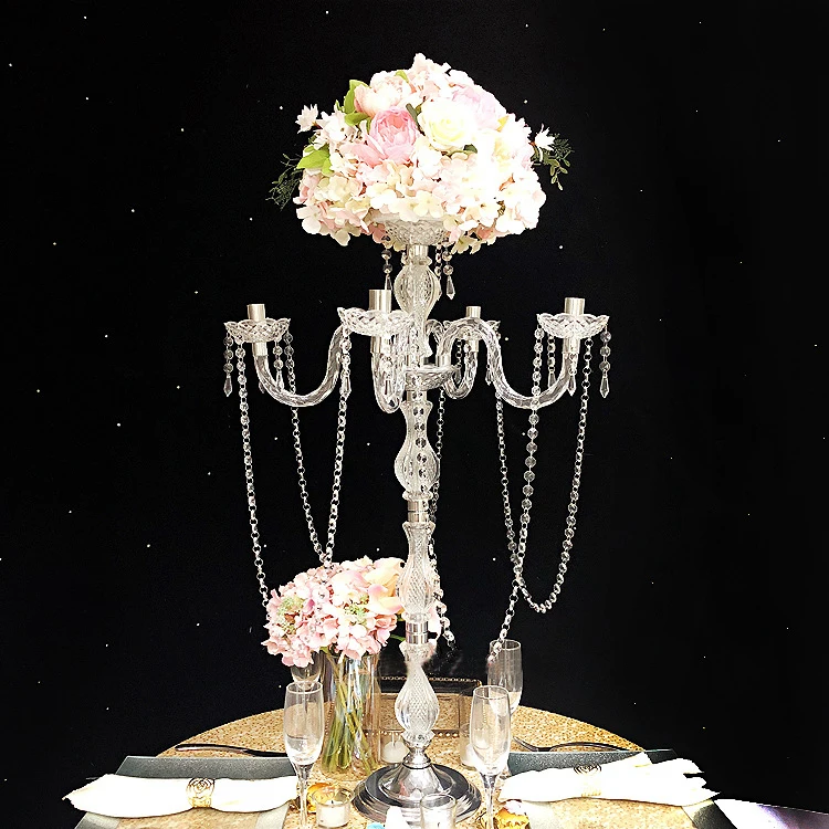 Acrylic Crystal Candelabra Candle holder flower vase Table center