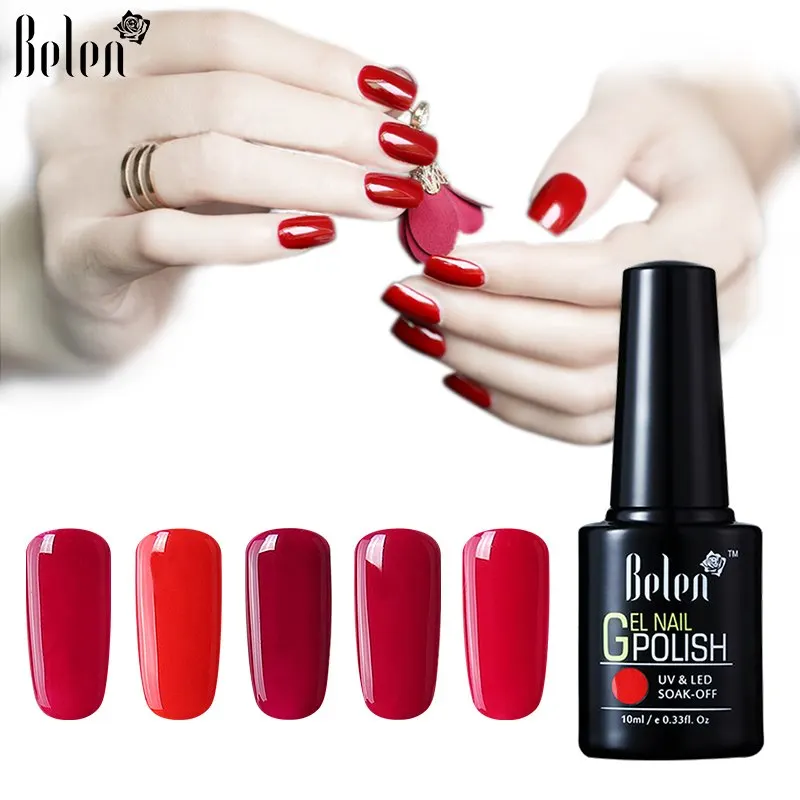 

Belen 10ml Red Color Series UV Nail Polish Gorgeous Color Gel Polish Vernis Semi Permanent Gel Lacquer Soak Off Nail Varnishes