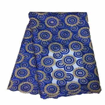 

Royal blue Color nigerian wedding african lace fabric for wedding dresses/ french lace fabric with stones LJ