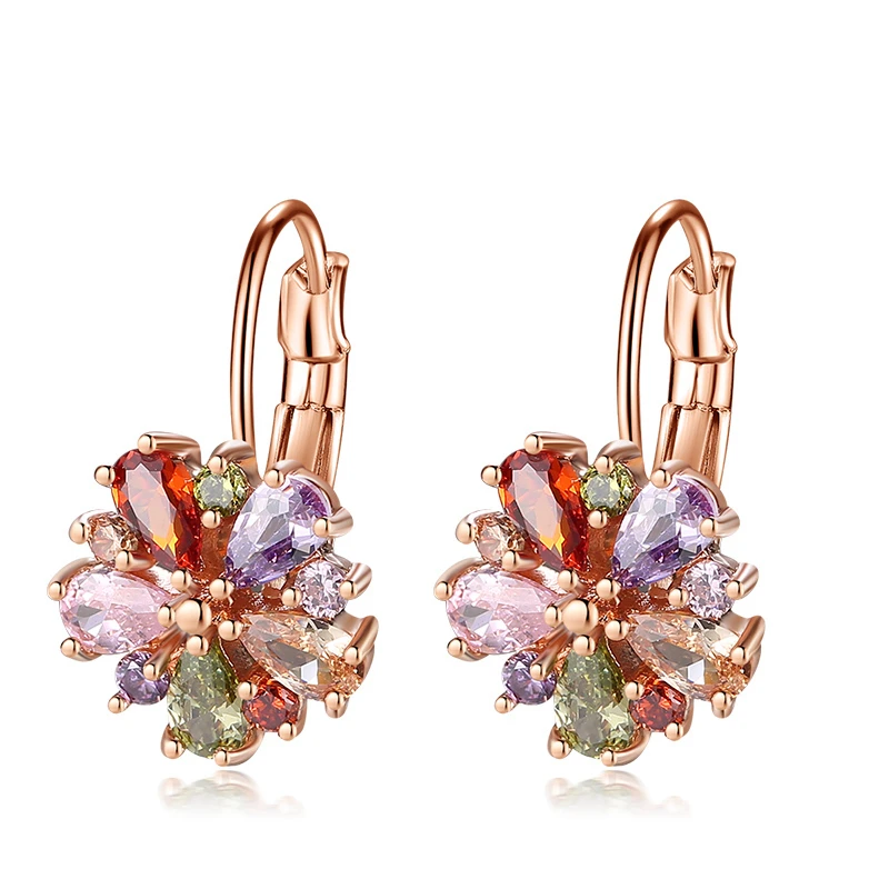 

Elegant Colourful Zircon Crystal Gems 925 Sterling Silver Hoop Huggie Earring M01-ER0414