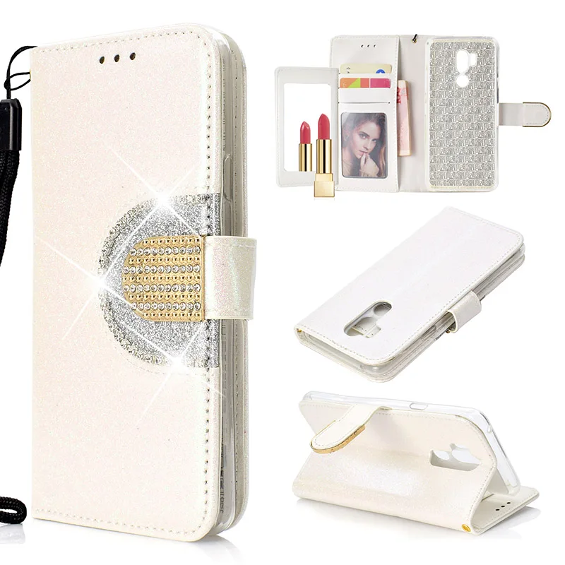 KEFO Bling Glitter Wallet Case For LG G7 Diamond Flip Mirror Cover For LG Stylo 4  K8 2018  K10 2018 Card Holder Coque Capa    (4)