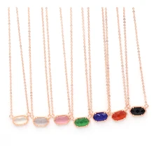 Розовое золото Тон кошачий опал маленький овальный камень кулон ожерелье для женщин