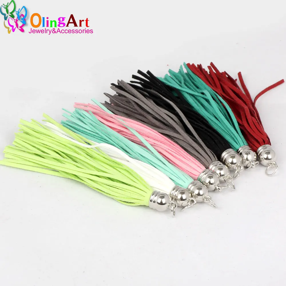 OlingArt 10CM 8pcs Suede Tassel For Keychain Cellphone Straps Jewelry making Charms Leather Tassels With DIY Accessories 2017 OlingArt 10CM 8pcs Suede Tassel For Keychain Cellphone Straps Jewelry making Charms Leather Tassels With DIY Accessories 2017