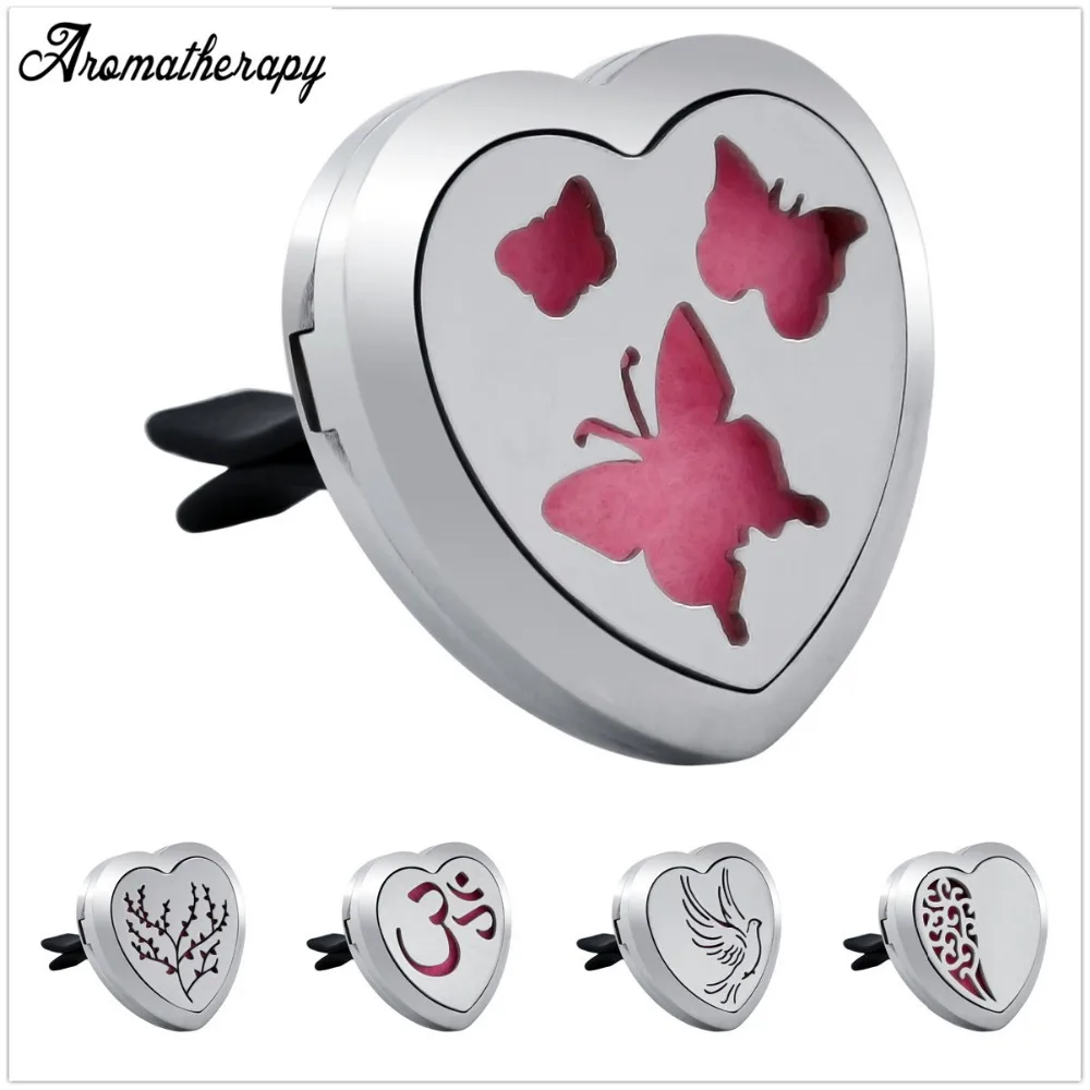 

Butterfly heart shape diffuser locket life tree car vent clip OM aromatherapy car diffuser locket