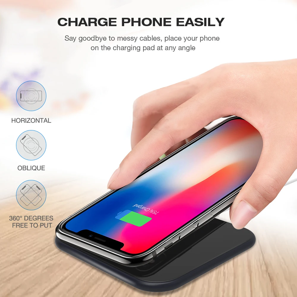 SMORSS Qi Беспроводное быстрое зарядное устройство для iphone X 8 Plus 10 Вт металлическая
