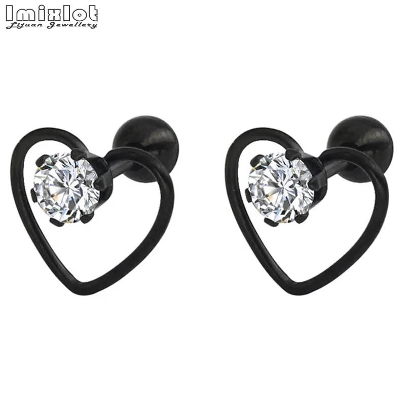 

Women Titanium/stainless steel Ear Studs Piercing Jewelry Tragus Earrings Cartilage Helix Heart Shape Ear Bone Nail Nose Stud