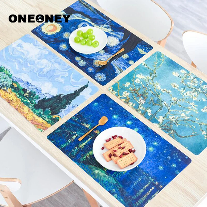 

Oneoney 1pc Creative Printed Table Mat Heat Resistant Cup Mat Mouse Pad Tableware Dinner Bowl Placemat Kitchen Pad New Fresh