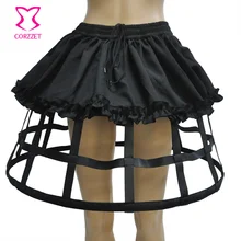 Черная викторианская Лолита Свадебная Нижняя юбка рокабилли мини-юбка-пачка Готическая Корсетная юбка в стиле панк для женщин