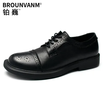 

wedding shoes for men High Quality Genuine Leather British retro men shoes cowhide Lace-Up Business Men Shoes Men Dress Shoes