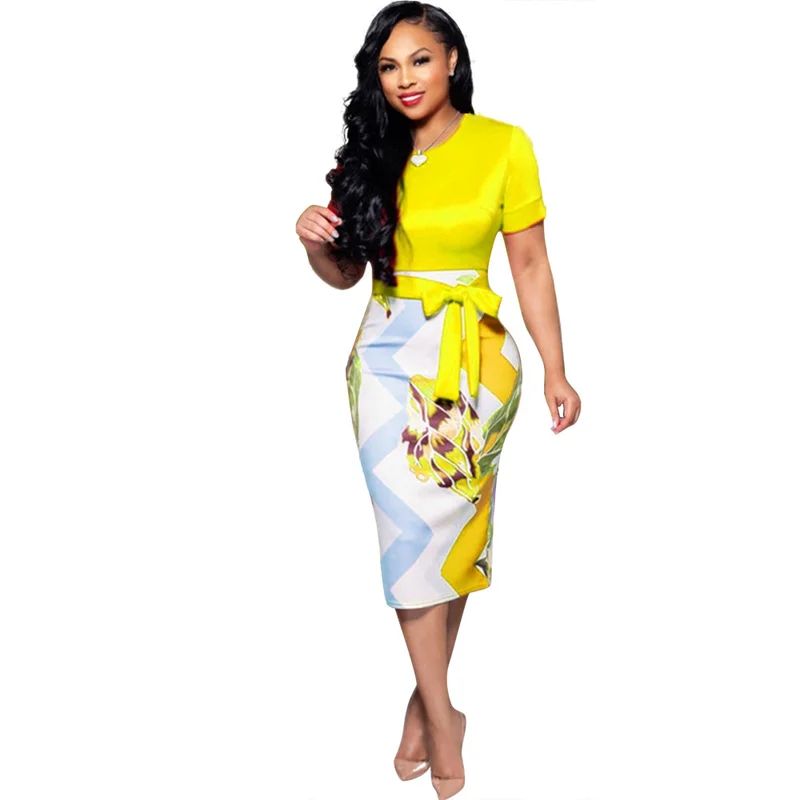 

New Multicolor Printing Dress Moda Mujer 2019 Flower Sukienka Women's Fashion Elegant Christmas Print Short Sleeve Short Dress