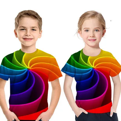 Яркая футболка для компьютера с радужными бантами для детей, г., летняя красивая футболка для мальчиков и девочек, разноцветная футболка