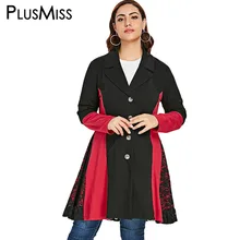 PlusMiss размера плюс 5XL кружевной длинный рукав; пуговицы куртка XXXXL XXXL XXL Осенне-зимняя Дамская обувь Винтаж длинное пальто, верхняя одежда